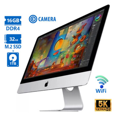 Apple iMac 18,3 A1419 WiFi w/Monitor 27"5K i5-7500/16GB DDR4/32GB M.2 SSD & 1TB/No ODD/Camera/Grade