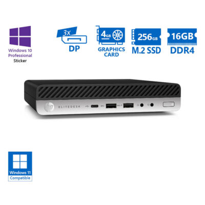 HP EliteDesk 800G4 DM i5-8600T/16GB DDR4/256GB M.2 SSD/AMD Radeon RX560X (4GB)/No ODD/10P Grade A Re