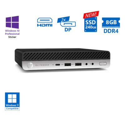 HP EliteDesk 800G4 DM i5-8500T/8GB DDR4/240GB SSD New/No ODD/10P Grade A